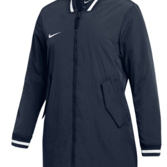 NIKE Dugout Long Full Zip Parka Jacket in Navy/White Sz LARGE - Picture 2 of 9